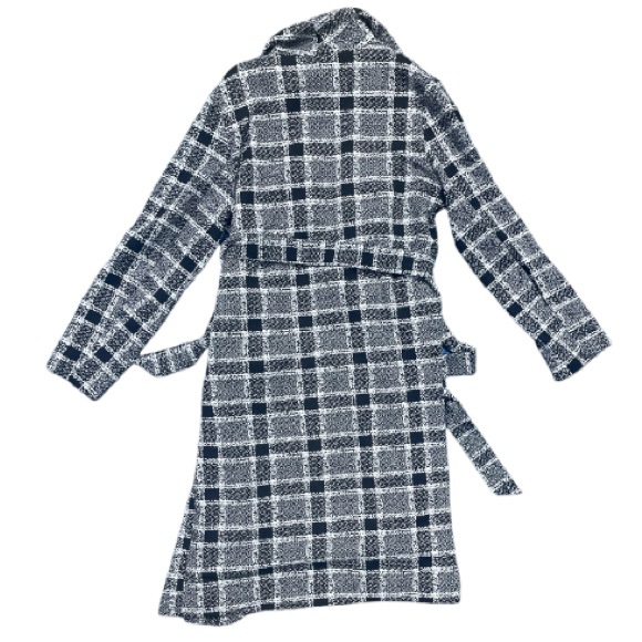 NWOT Shinestar Long Plaid Shawl Collar Wrap Coat - Picture 2 of 3